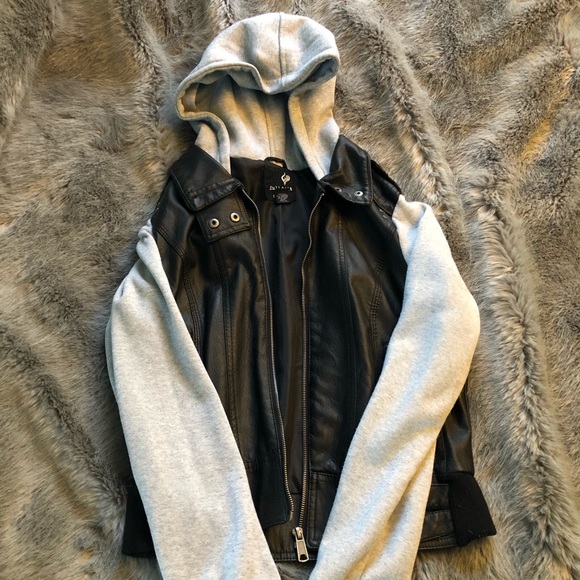 half leather half fabric jacket